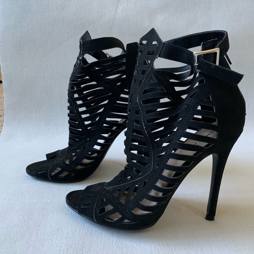 Qupid black cage heels